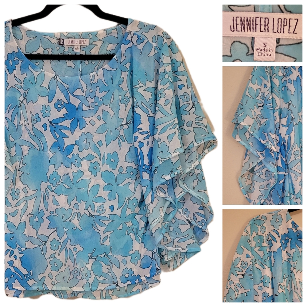 Jennifer Lopez Blue Floral Women's Top